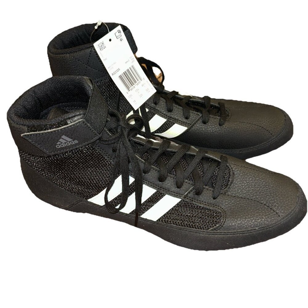 Adidas Hvc Size 14 Wrestling Lutte Black/White Lightweight Shoes, New